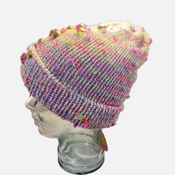 Plasma Beamz Handmade Pink & Gold Marled Beanie main image 2